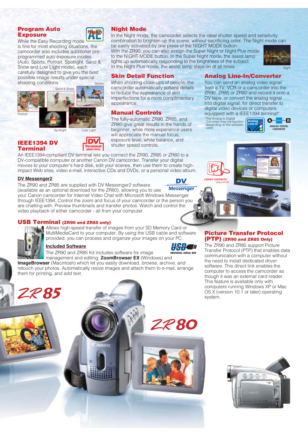 Canon ZR80, ZR85, ZR90 manual IEEE1394 DV 