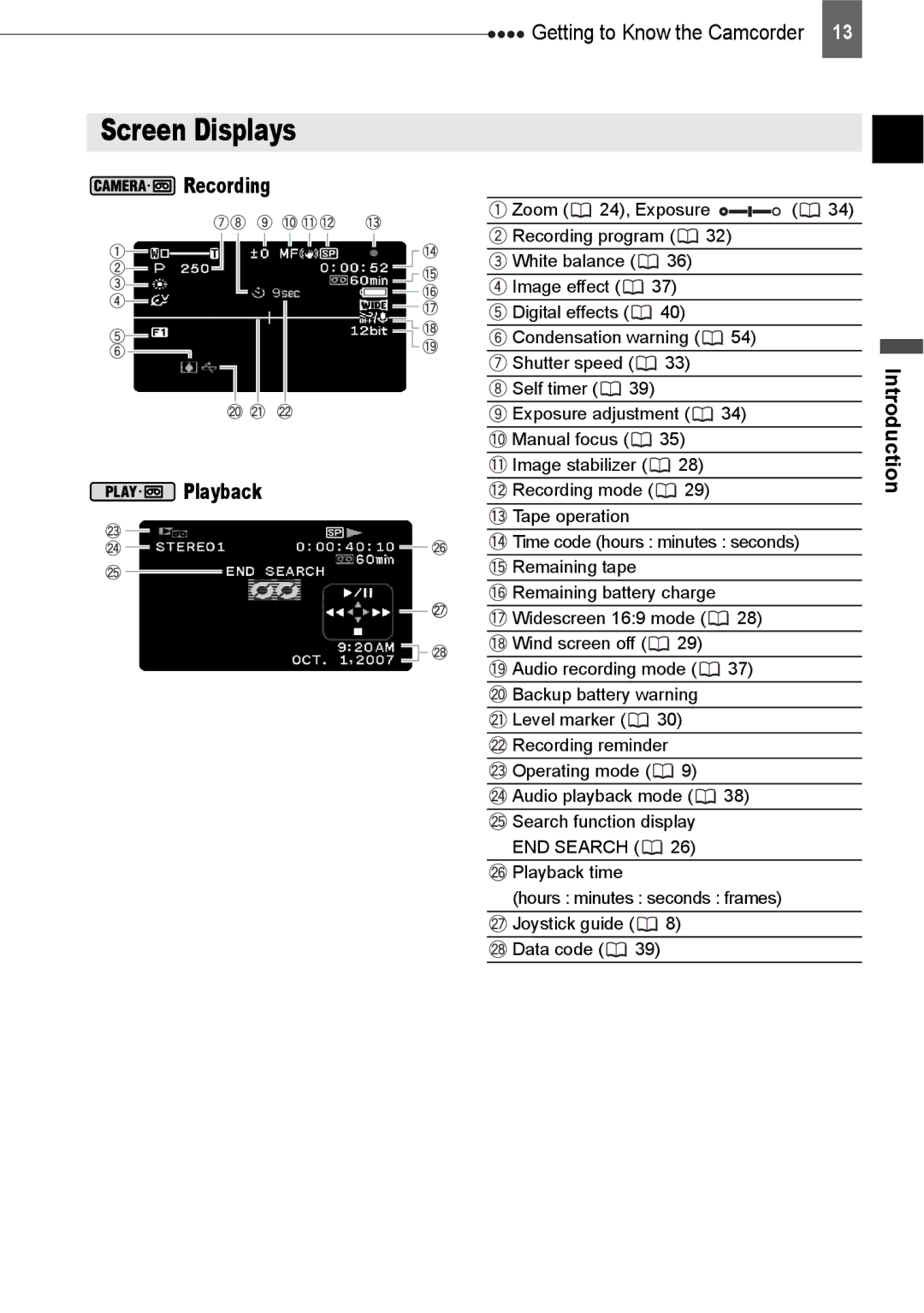 Canon ZR800 instruction manual Screen Displays, Recording Playback, Condensation warning Shutter speed 