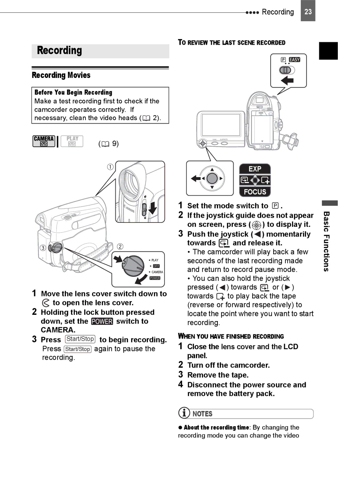 Canon ZR800 instruction manual Recording Movies, Camera 