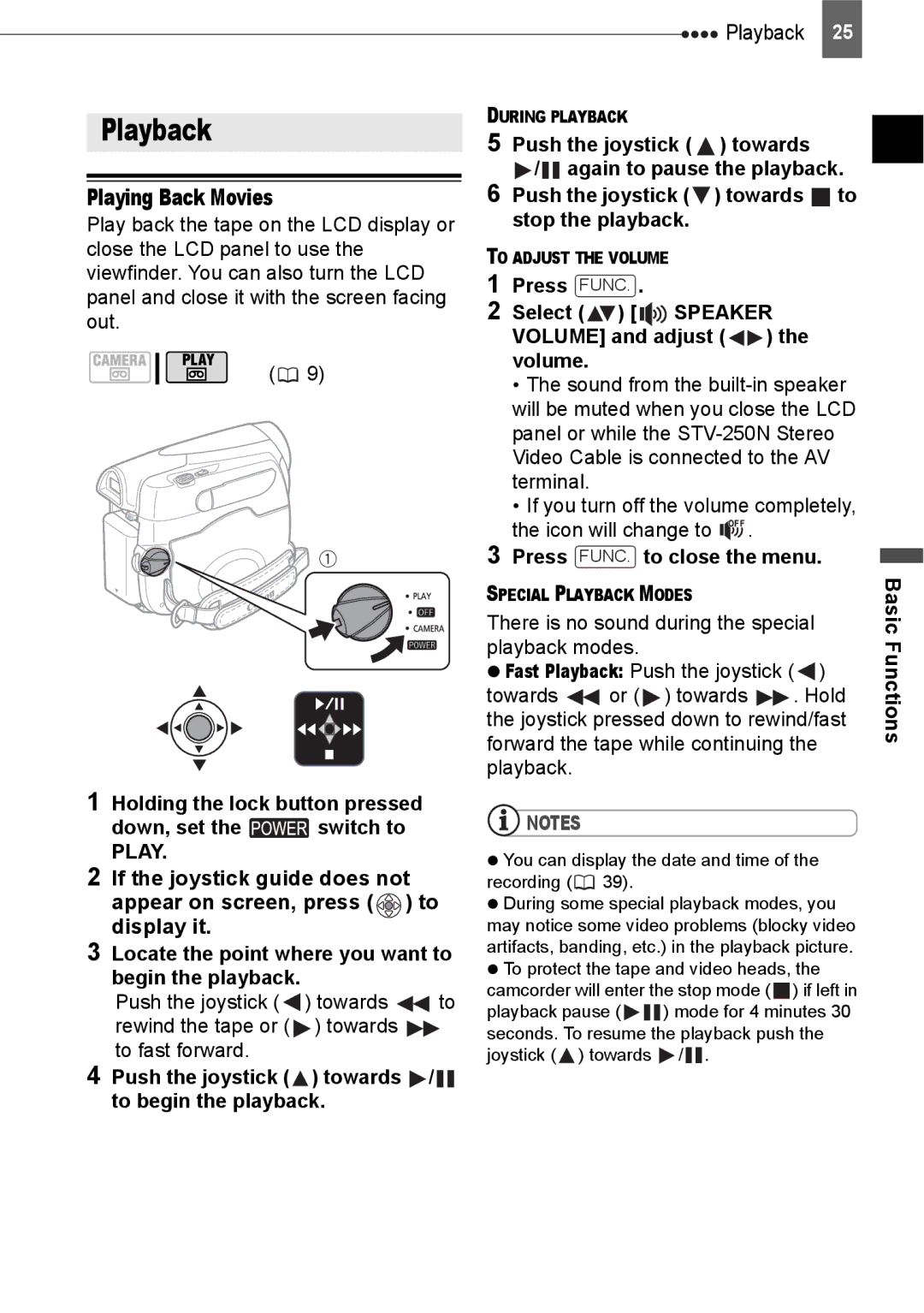 Canon ZR800 instruction manual Playback, Playing Back Movies, Push the joystick towards / to begin the playback 