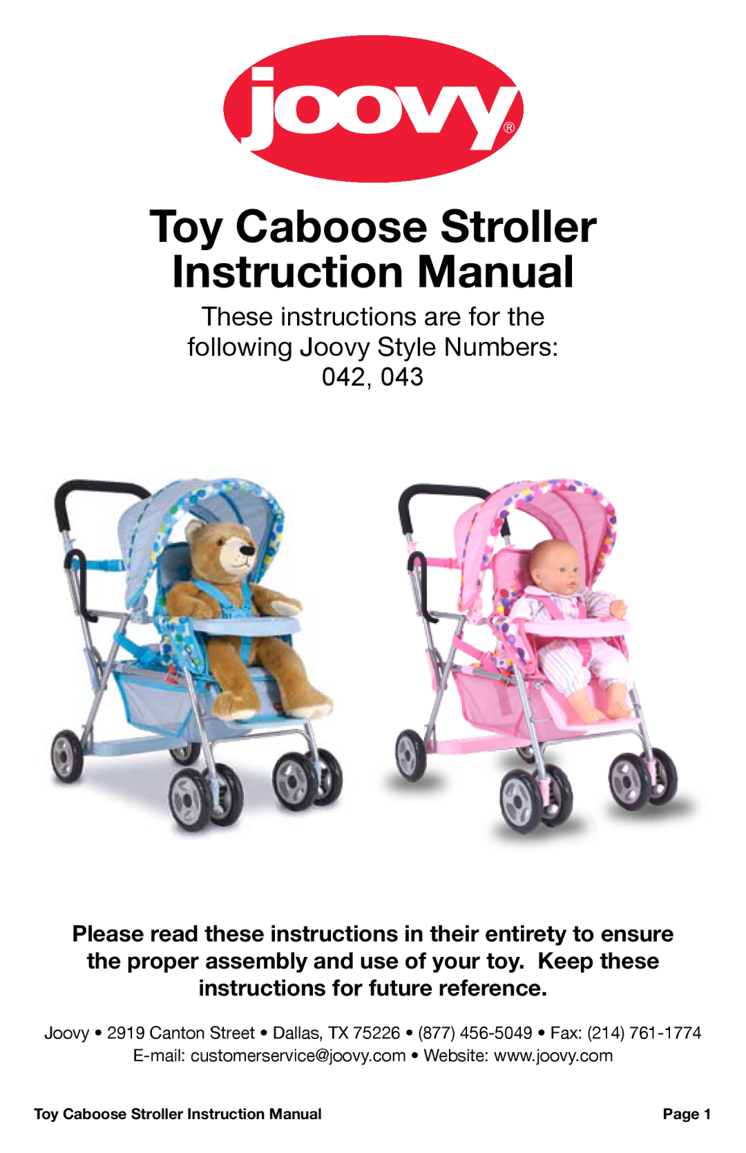 Canton 043, 042 instruction manual Toy Caboose Stroller 