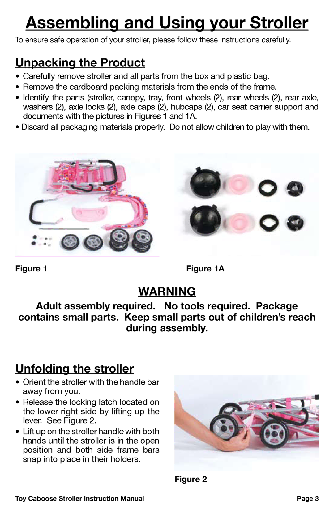 Canton 043, 042 instruction manual Unpacking the Product, Unfolding the stroller 