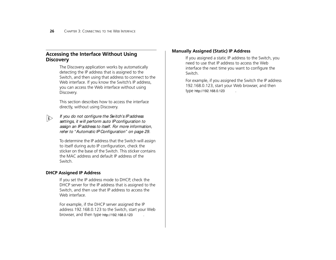 Canton 3C16476CS manual Accessing the Interface Without Using Discovery, Dhcp Assigned IP Address 