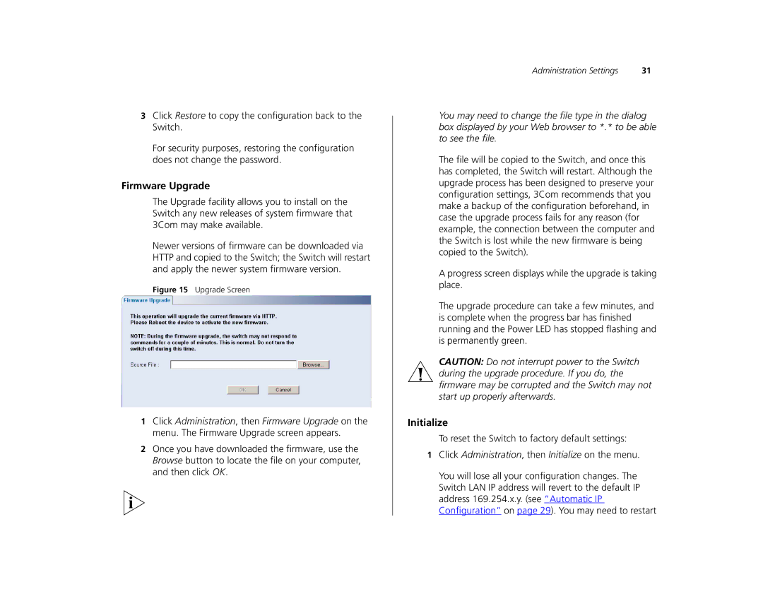 Canton 3C16476CS manual Firmware Upgrade, Initialize 