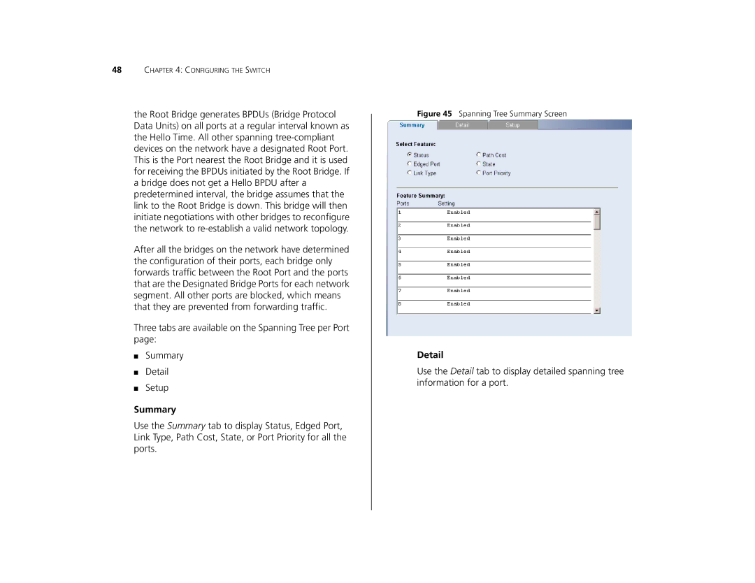 Canton 3C16476CS manual Spanning Tree Summary Screen 