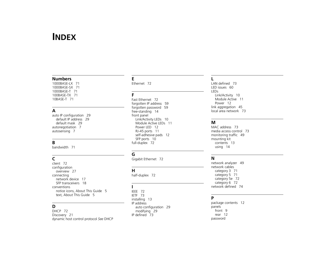 Canton 3C16476CS manual Index 