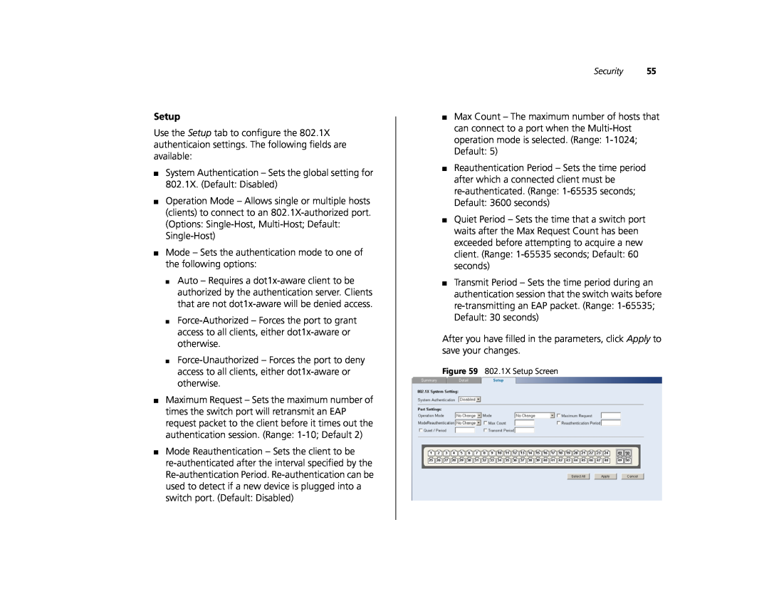 Canton 3C16476CS manual 802.1X Setup Screen 