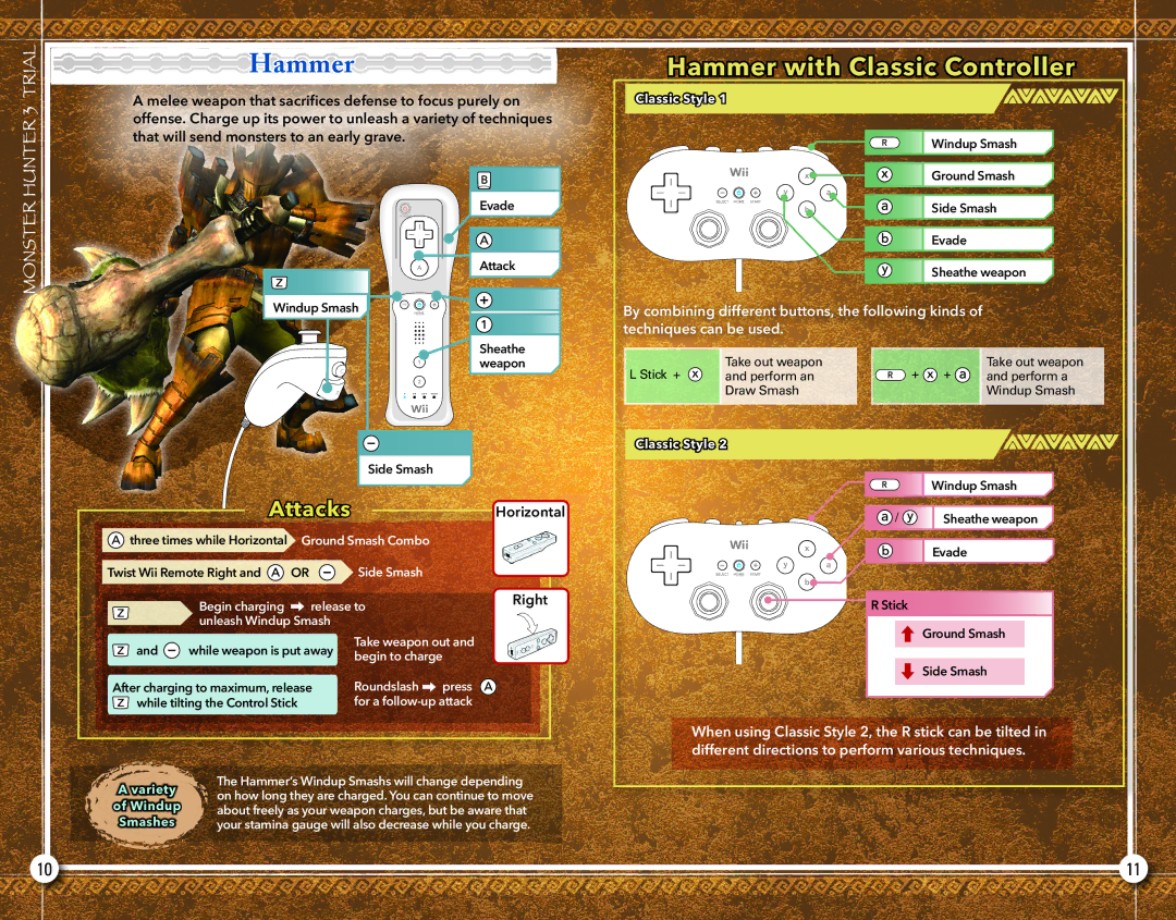 Capcom 13388390014, 13388305100 manual Hammer with Classic Controller, Horizontal, Right 