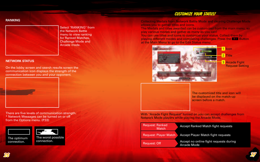 Capcom 13388340231 manual Customize Your Status, Ranking, Network StATus 