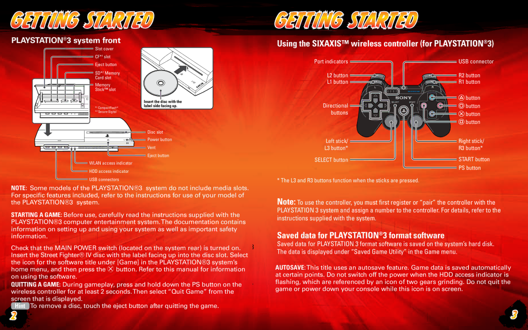 Capcom 13388340231 manual Saved data for PLAYSTATION3 format software 