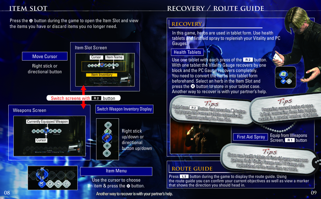 Capcom 13388340477 manual Item Slot Recovery / Route Guide 