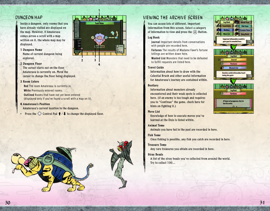 Capcom 13388350070 manual Dungeon MAP, Viewing the Archive Screen 