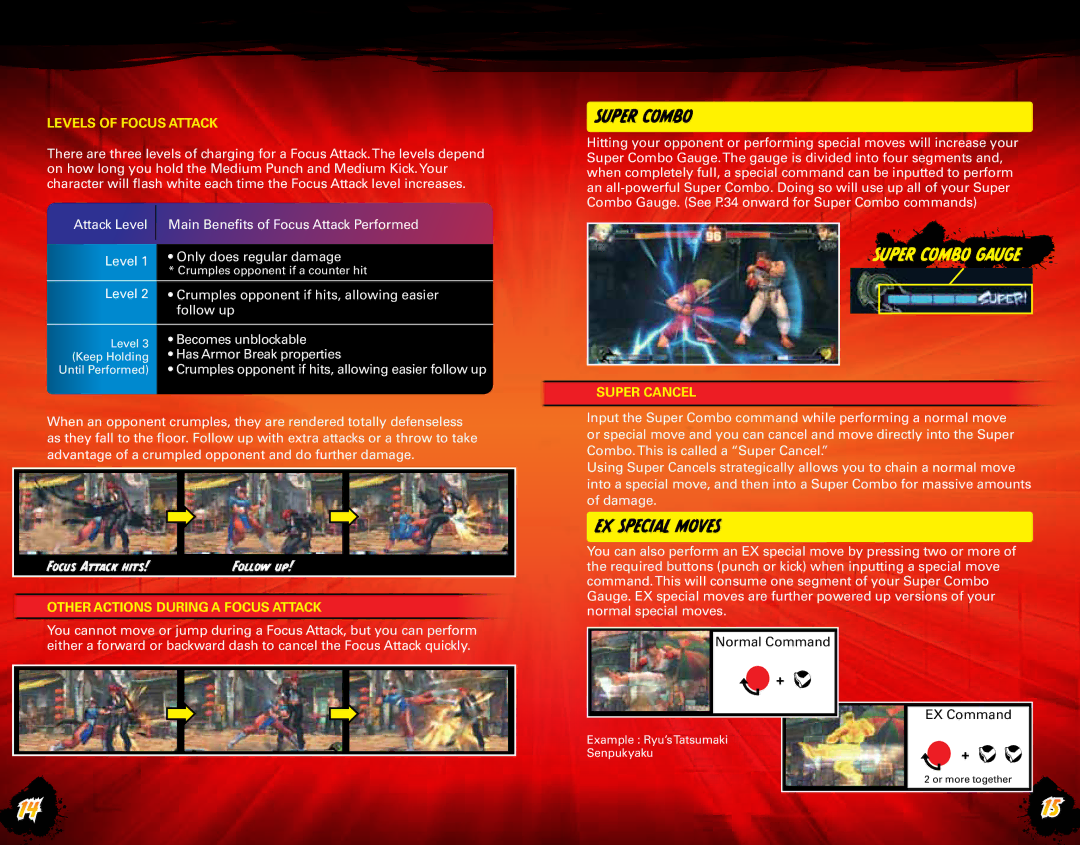 Capcom Capcom CA105_SFIV_XBX_MANC_BC02.indd manual Super combo Gauge, Focus Attack hits 