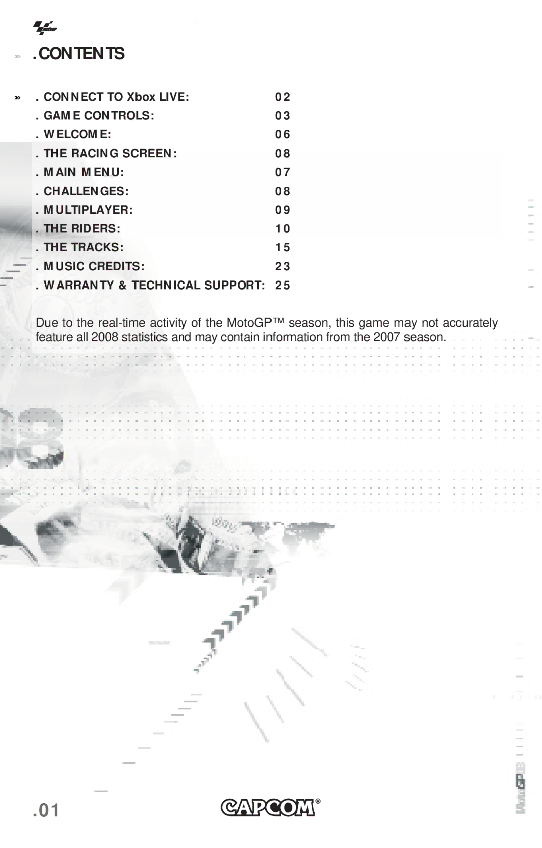 Capcom MotoGP08 manual Contents 