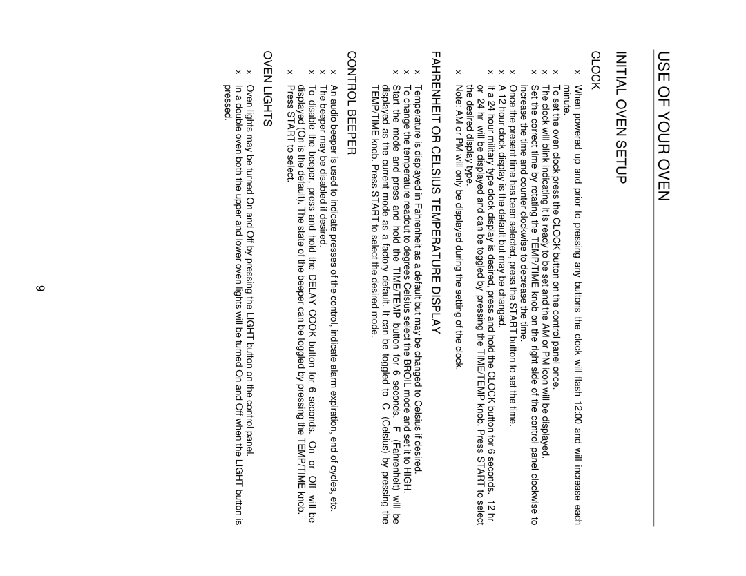 Capital Cooking MWO301ES, MWO302ES manual USE of Your Oven, Initial Oven Setup 