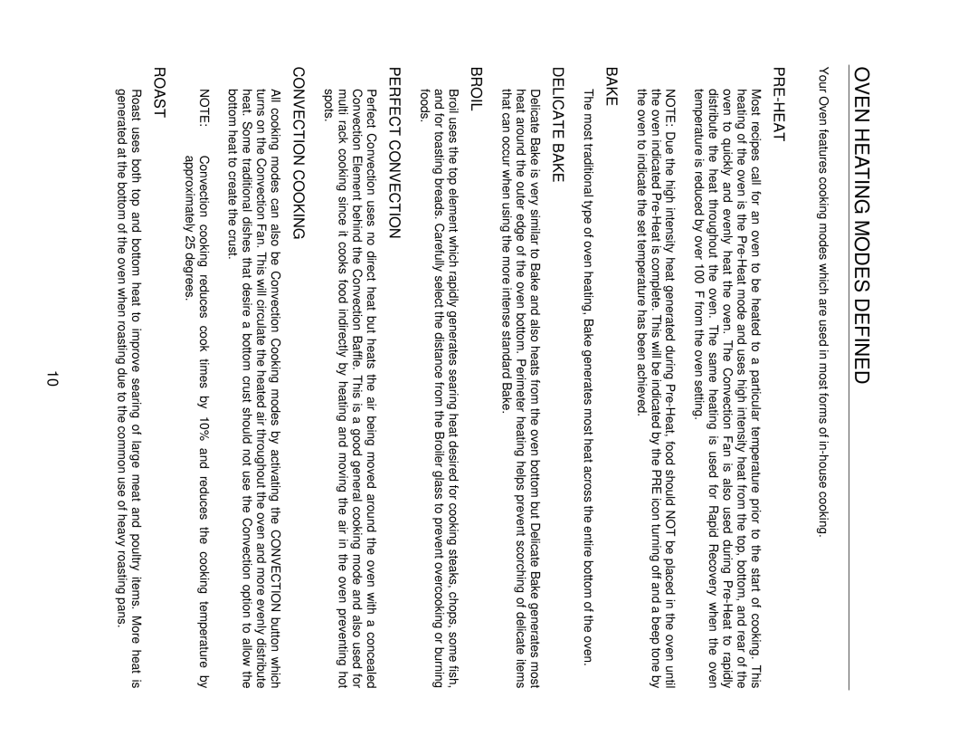 Capital Cooking MWO302ES, MWO301ES manual Oven Heating Modes Defined, Pre-Heat 