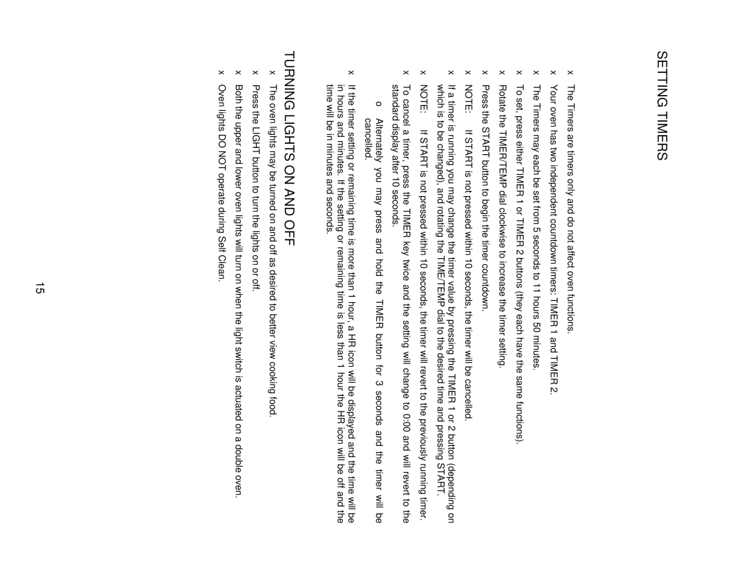 Capital Cooking MWO301ES, MWO302ES manual Setting Timers, Turning Lights on and OFF 