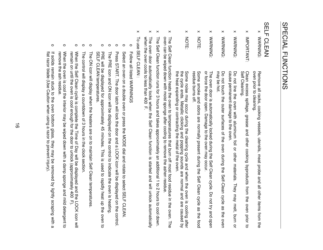 Capital Cooking MWO302ES, MWO301ES manual Special Functions, Self Clean 