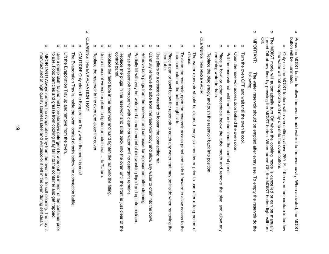 Capital Cooking MWO301ES, MWO302ES manual Cleaning the Reservoir 