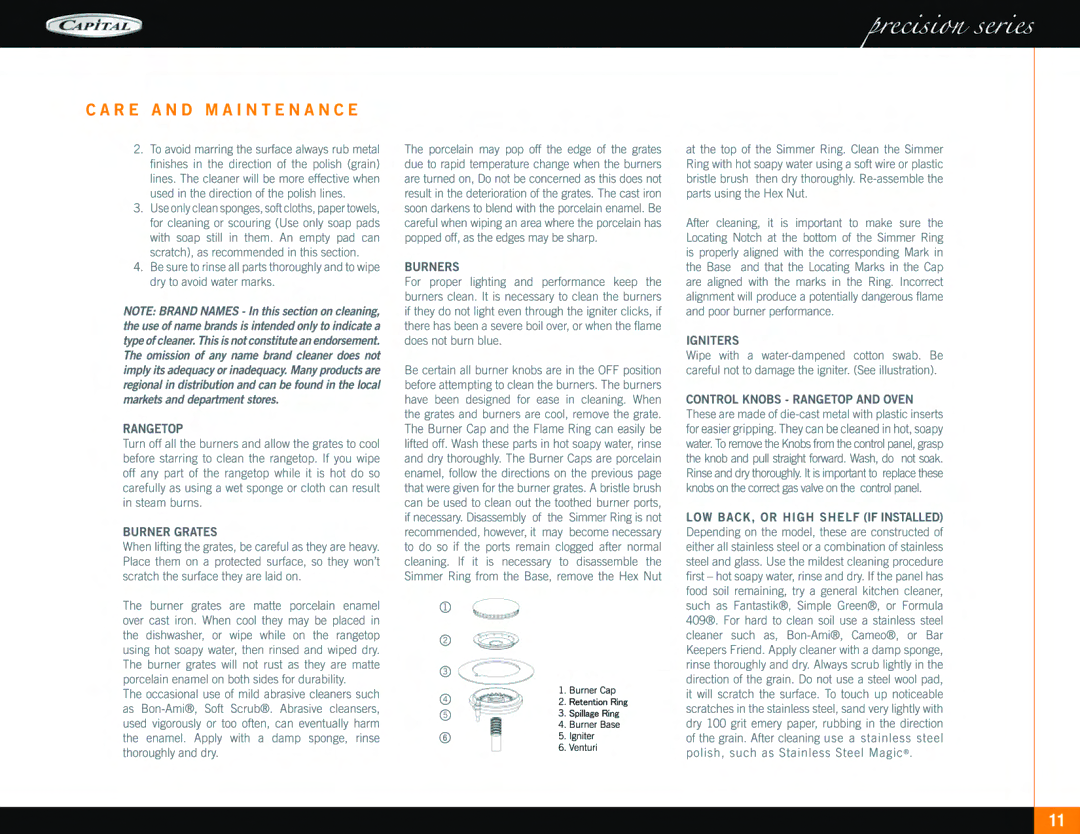 Capital Cooking Range manual 