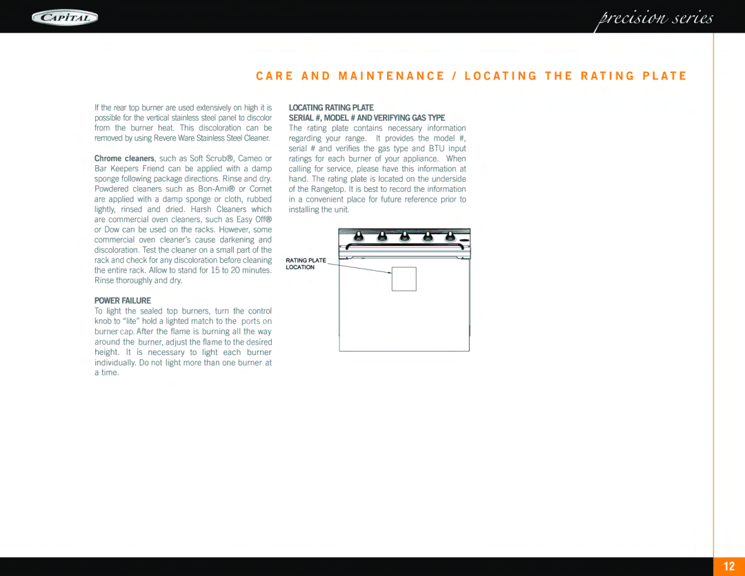 Capital Cooking Range manual 
