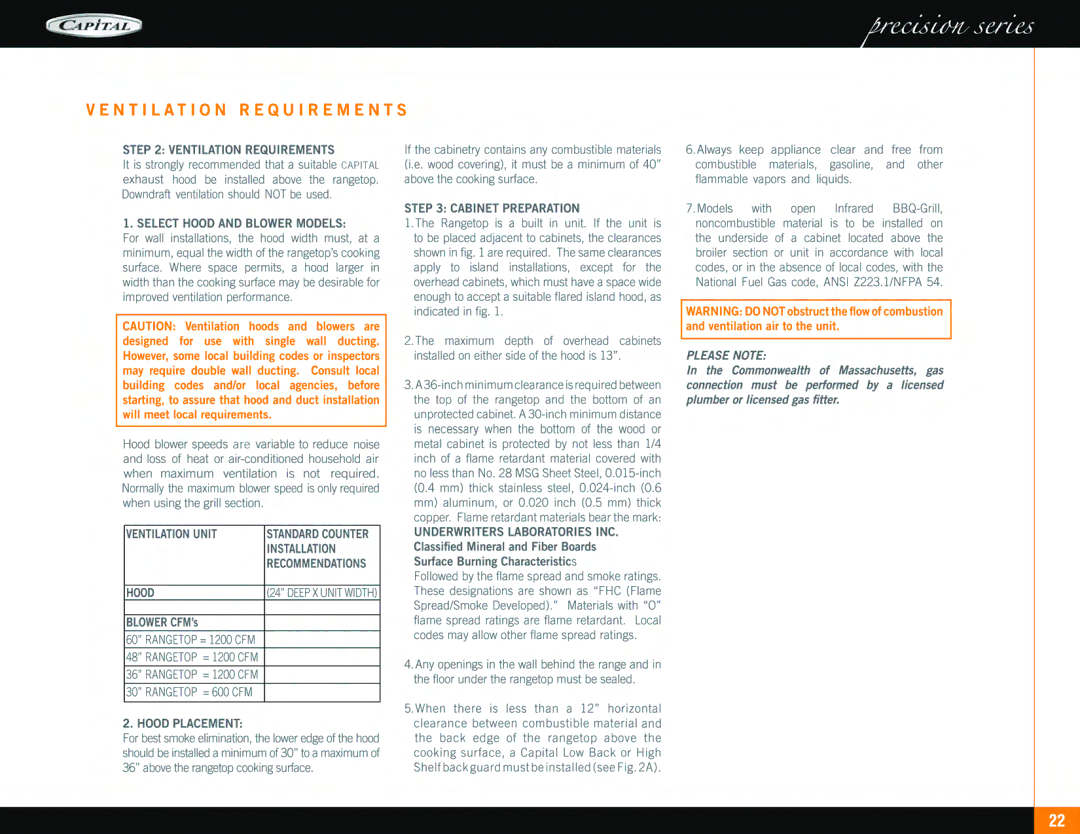 Capital Cooking Range manual 
