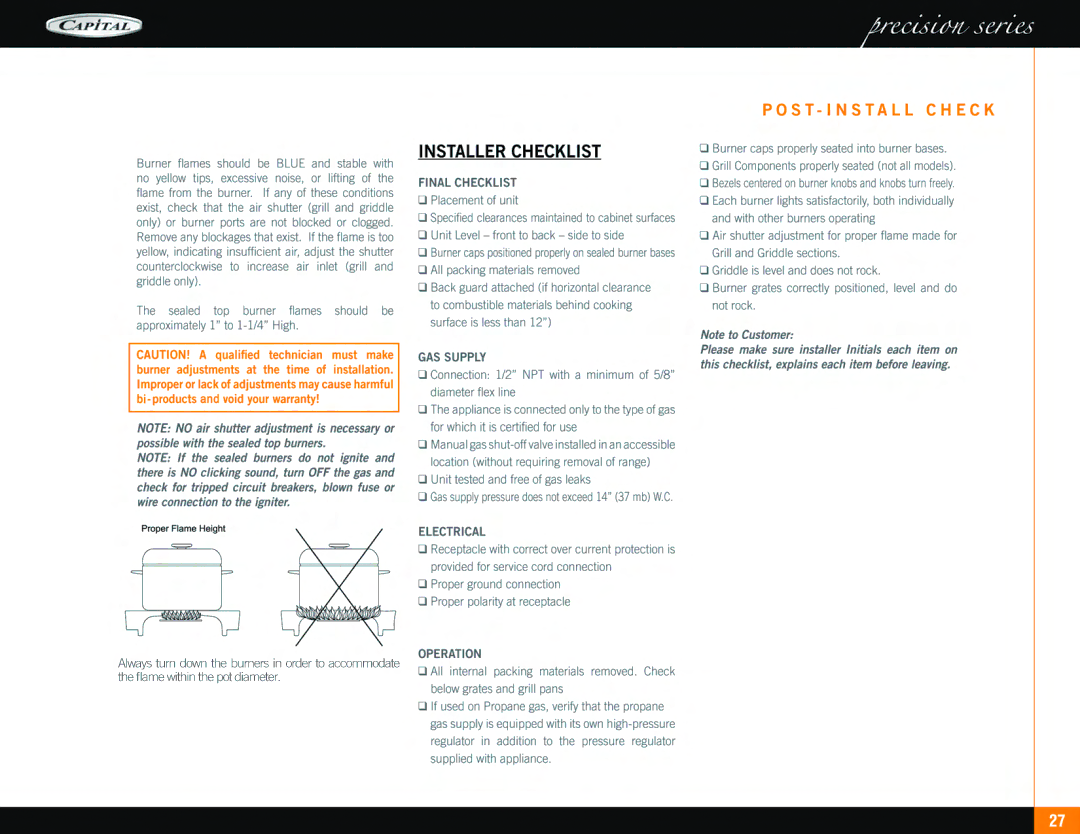 Capital Cooking Range manual 