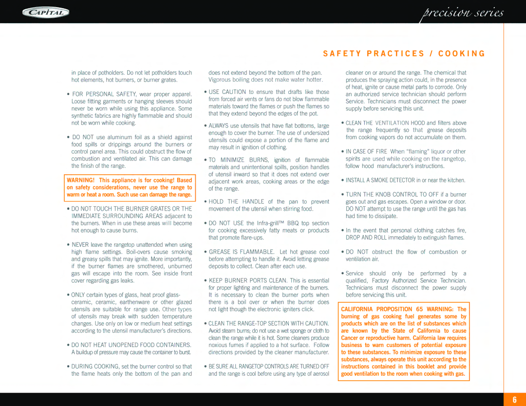 Capital Cooking Range manual 