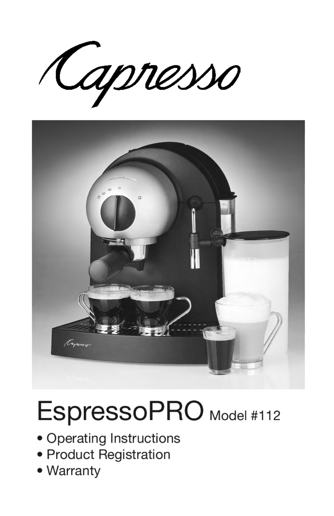 Capresso warranty EspressoPRO Model #112 