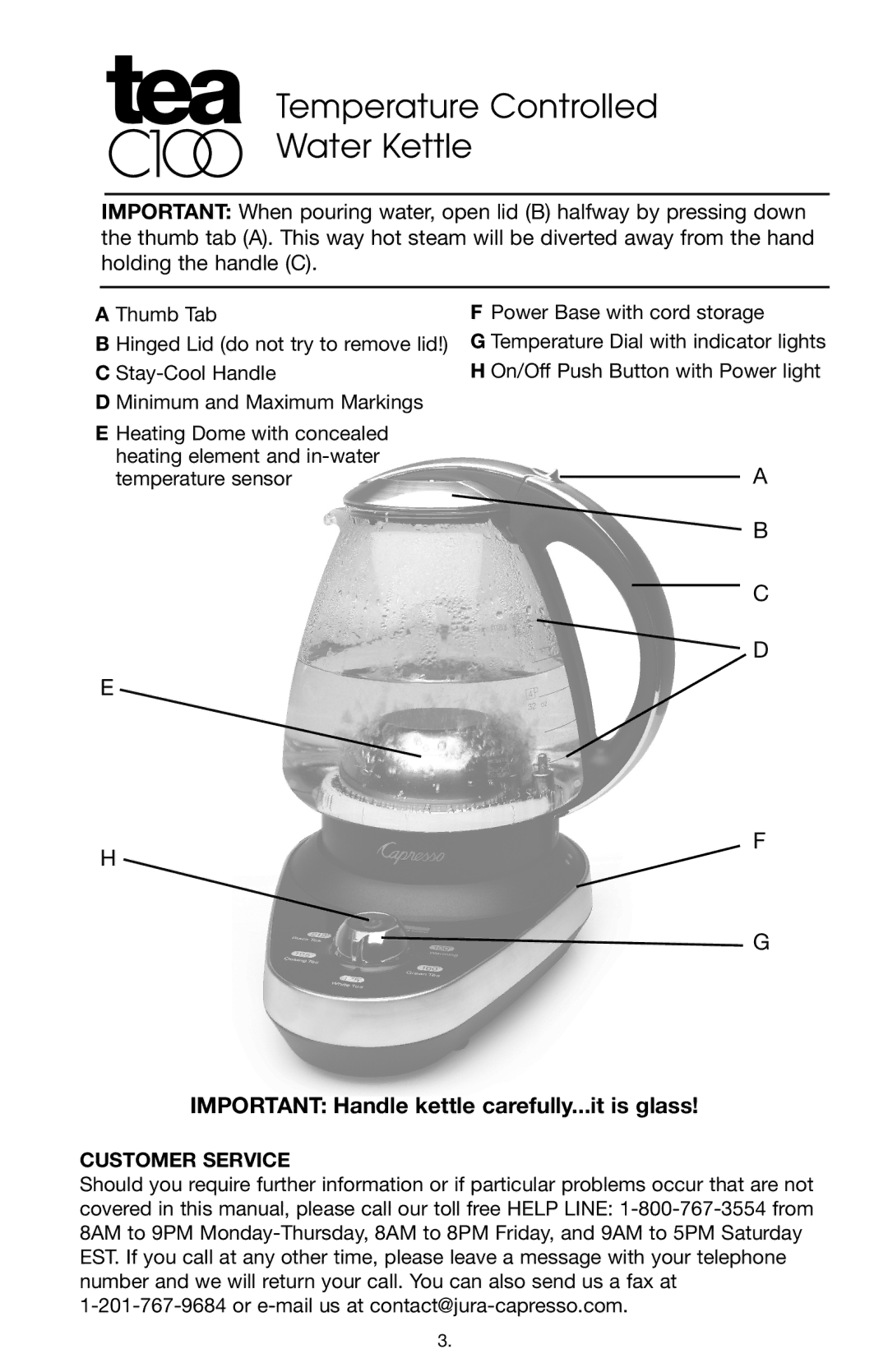 Capresso #261 warranty Tea, Customer Service 