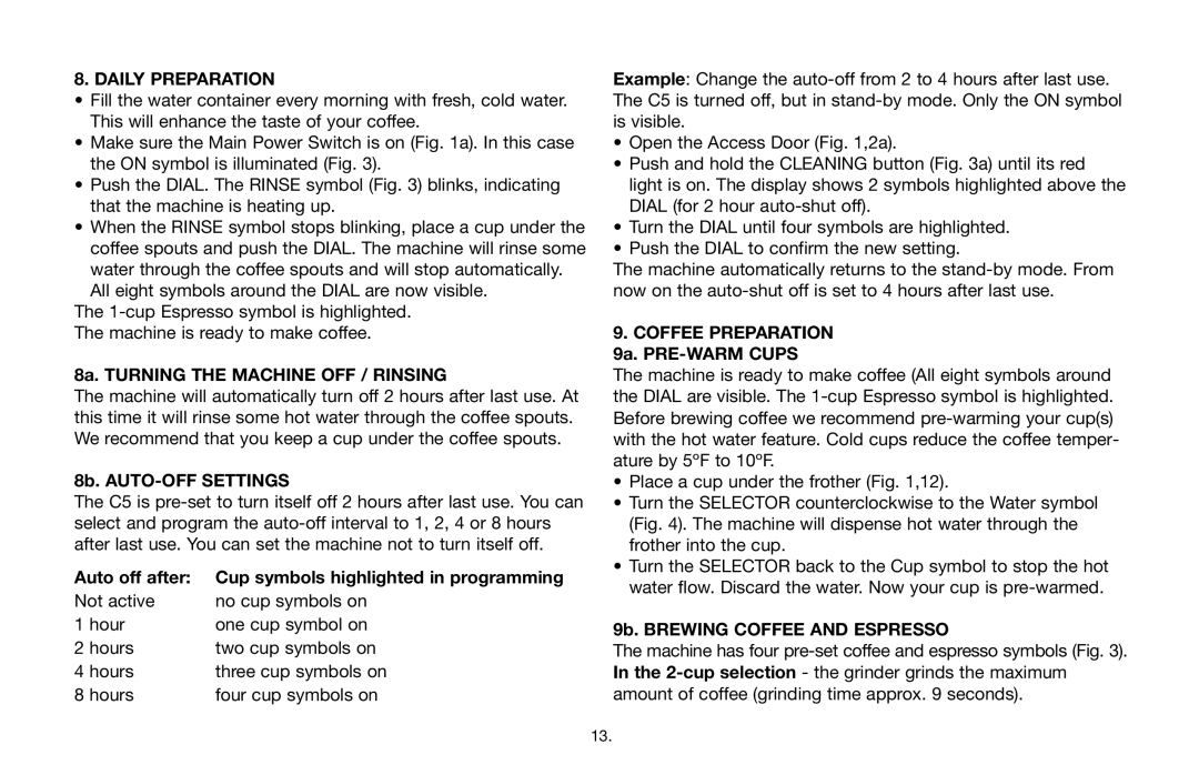 Capresso C5, 69005 operating instructions Daily Preparation 