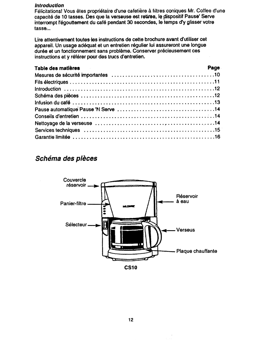 Capresso CS10 manual 