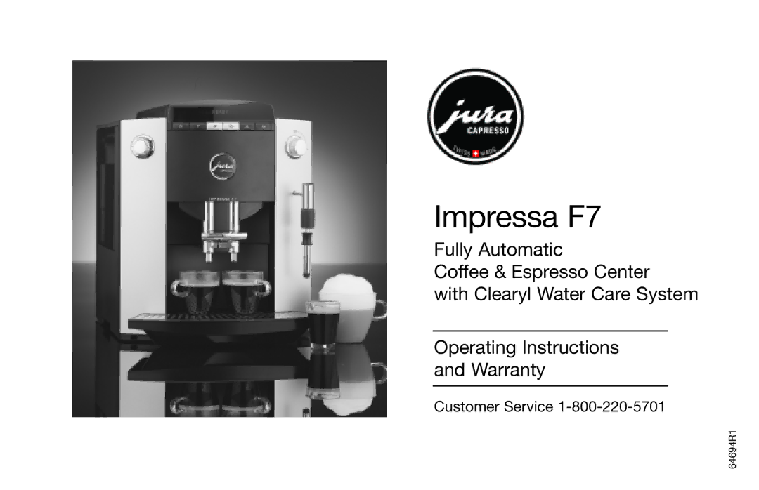 Capresso Impressa F7 warranty 