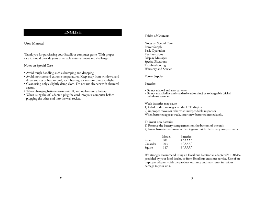 CarAlarms.com 903, 117, 901 manual Tables of Contents, Power Supply 