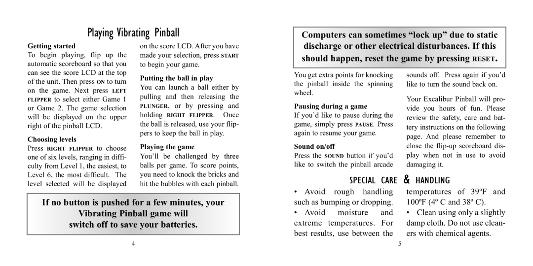 CarAlarms.com 159 manual Playing Vibrating Pinball 