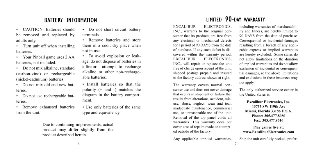 CarAlarms.com 159 manual Battery Information 