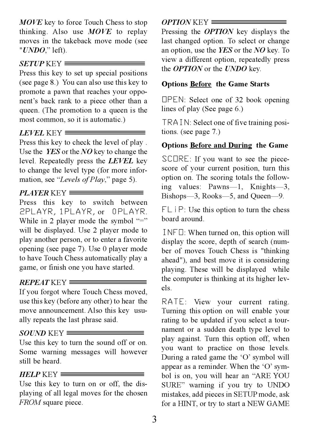 CarAlarms.com 404D manual Options Before the Game Starts, Options Before and During the Game 