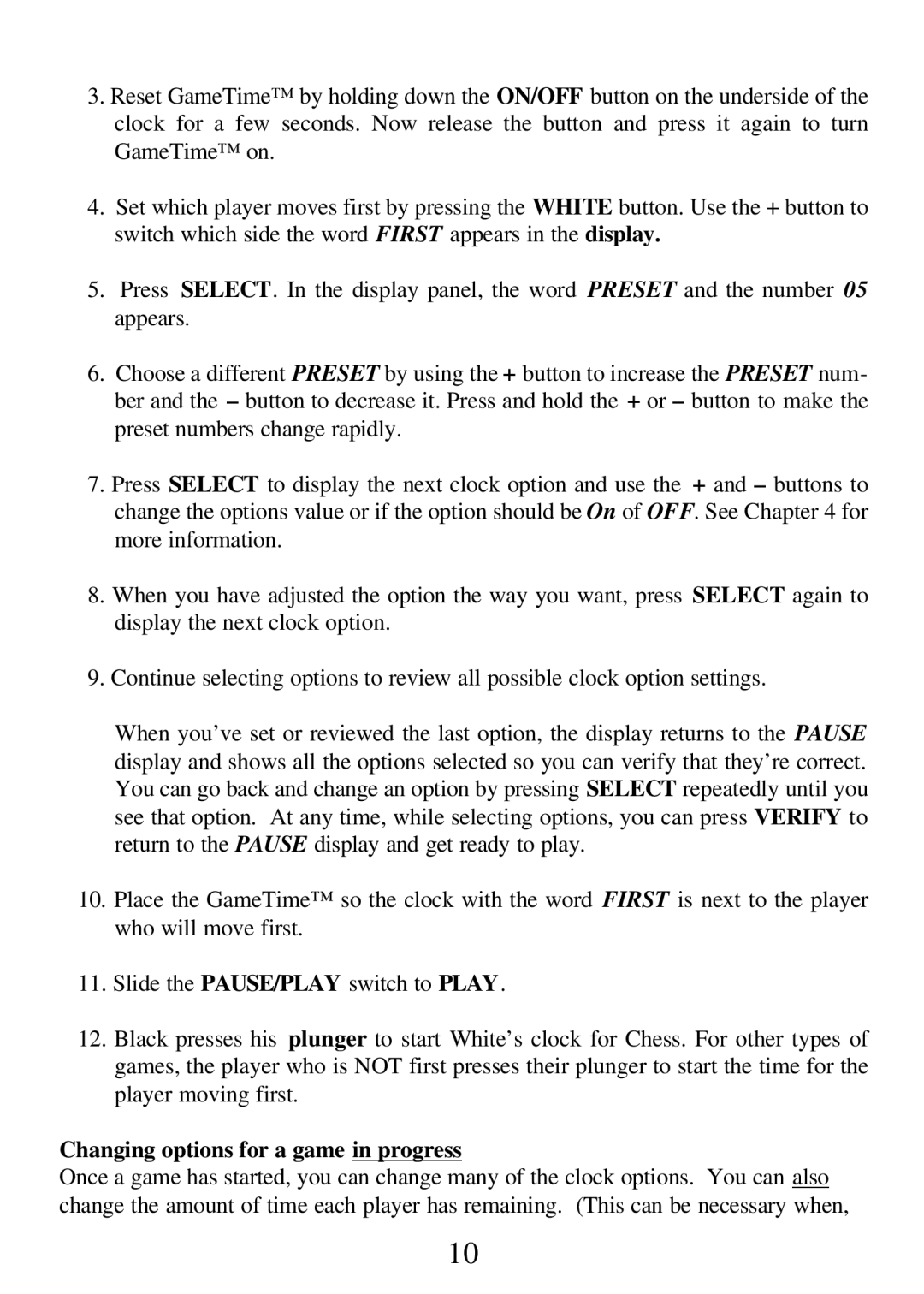 CarAlarms.com 750GT-2 manual Changing options for a game in progress 