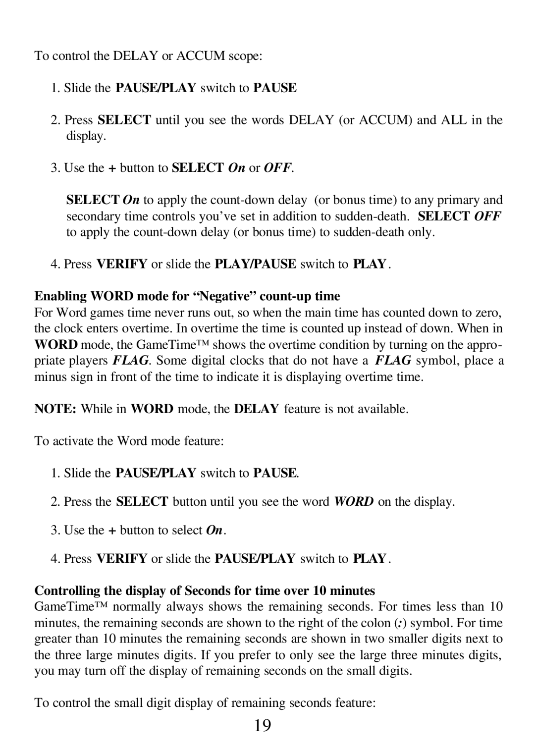 CarAlarms.com 750GT-2 manual Enabling Word mode for Negative count-up time 