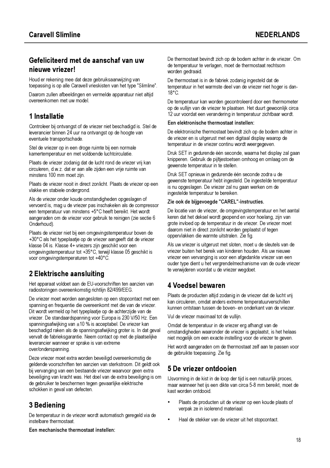 Caravell SLC 168 instruction manual Nederlands 