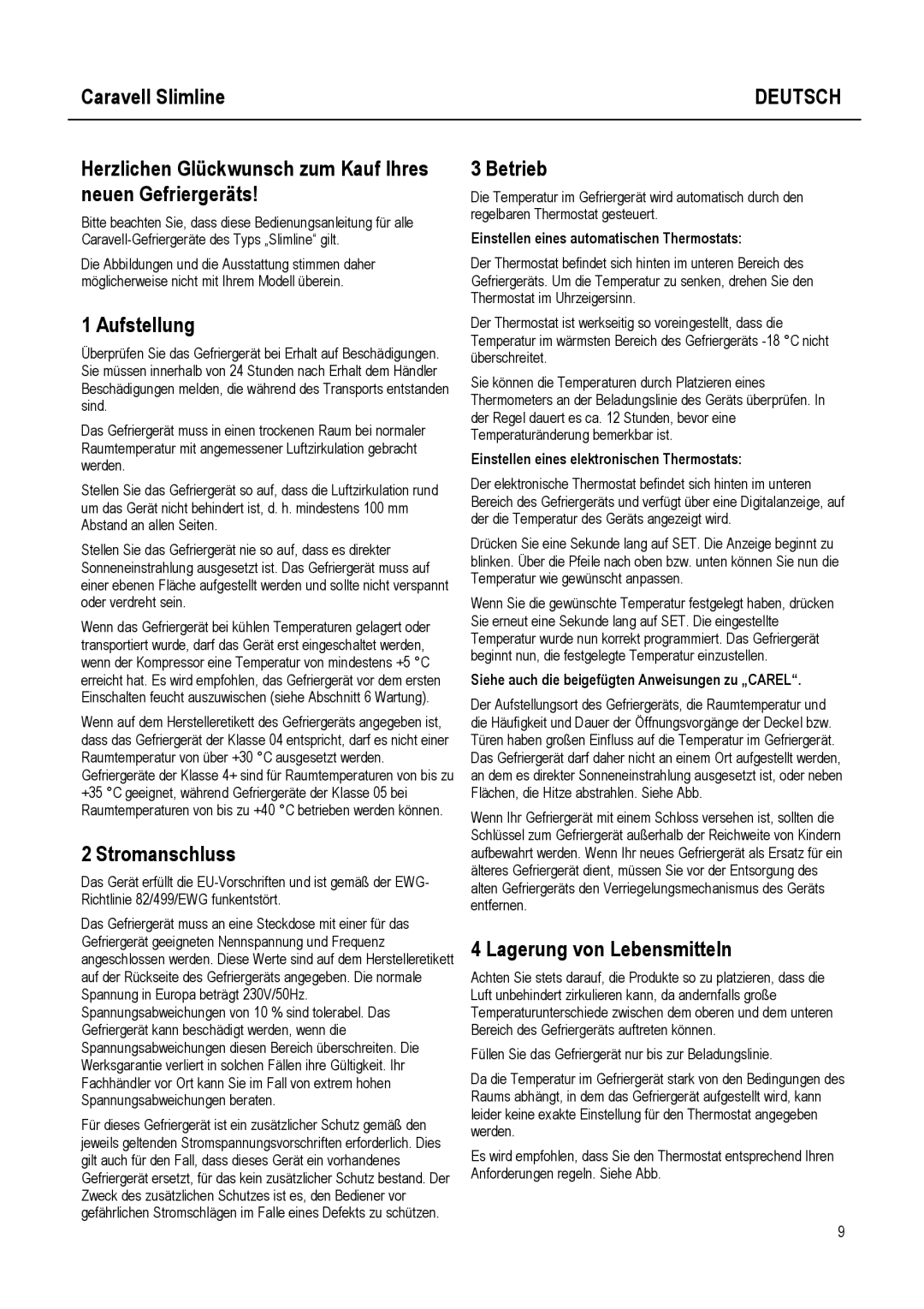 Caravell SLC 168 instruction manual Deutsch 