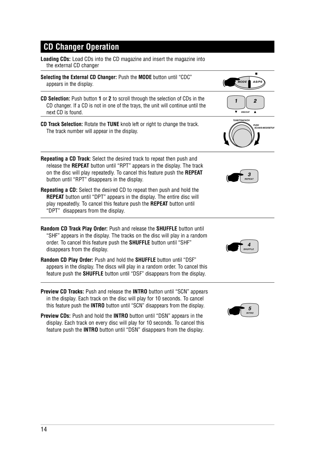 Carbine M9900DVDS manual CD Changer Operation 