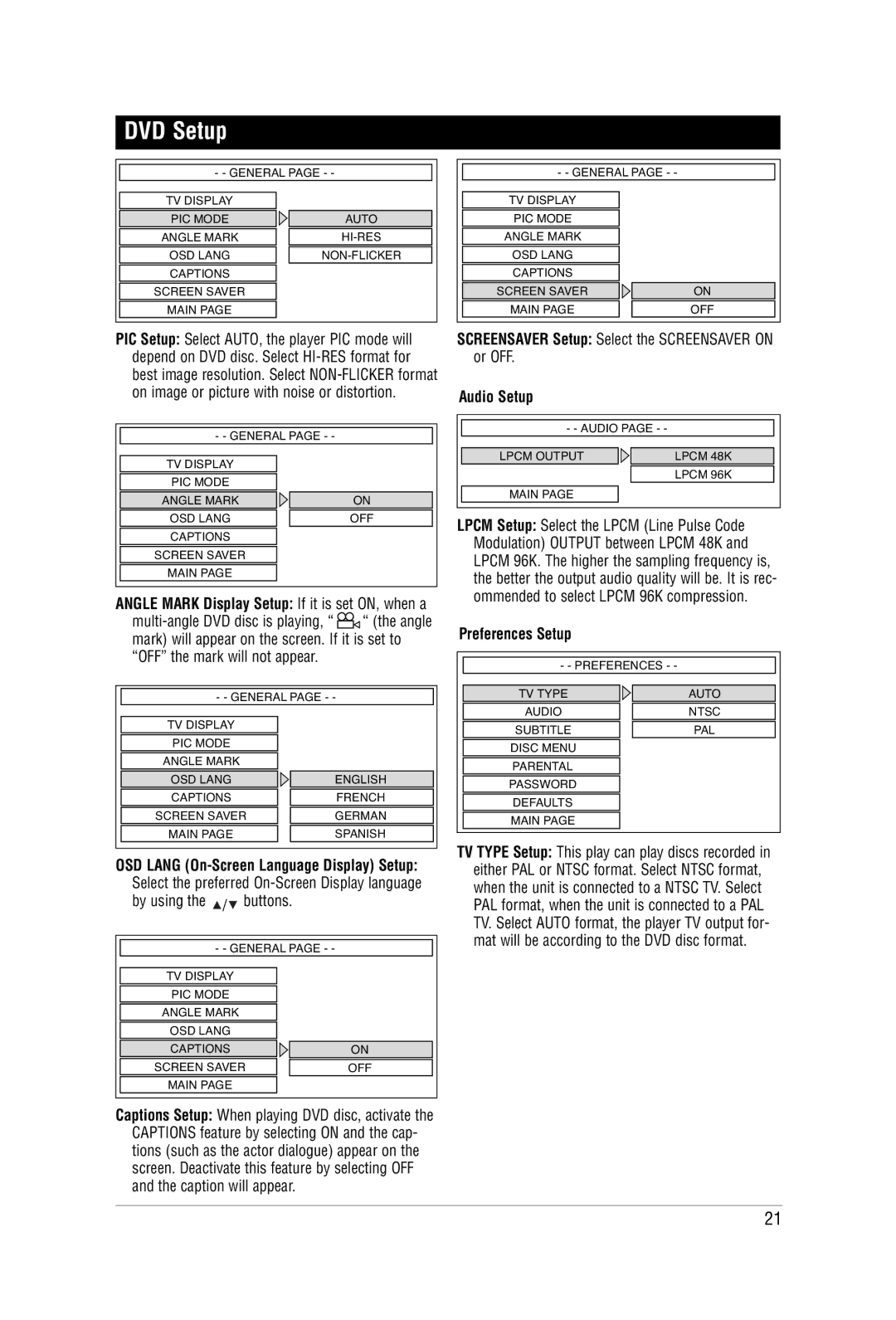 Carbine M9900DVDS manual Preferences Setup 