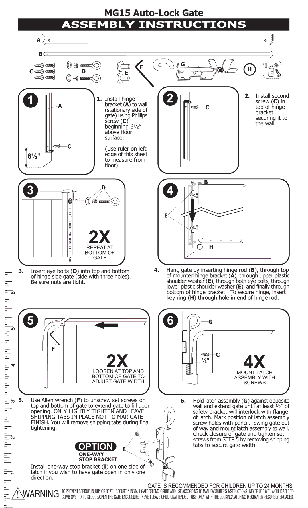 Cardinal Gates door lock manual Assembly Instructions, Option, ½ C 