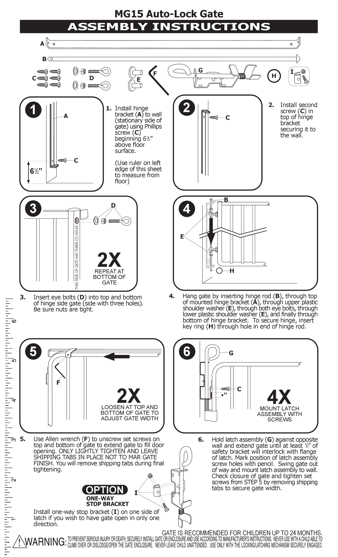 Cardinal Gates MG15 manual Assembly Instructions, Option 