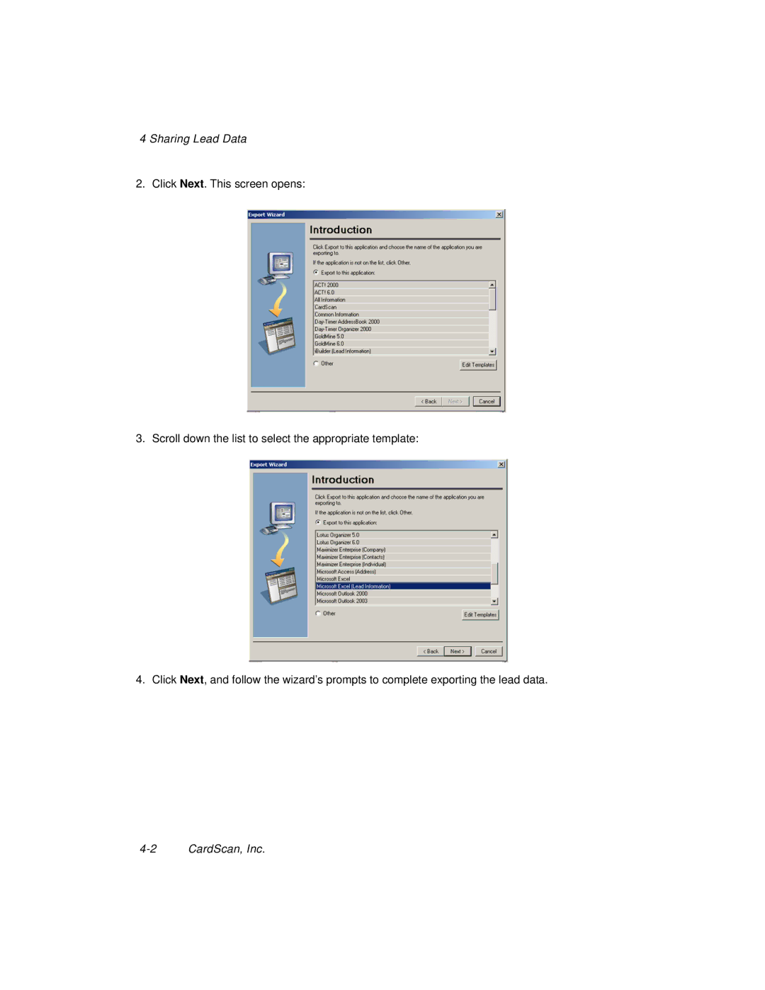 CardScan 700C manual Sharing Lead Data 