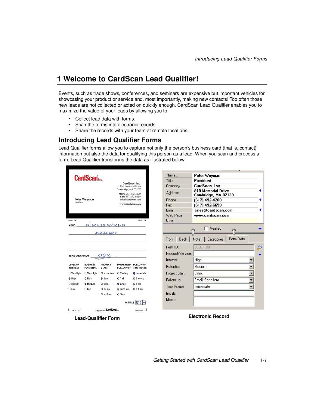 CardScan 700C manual Welcome to CardScan Lead Qualifier, Introducing Lead Qualifier Forms 