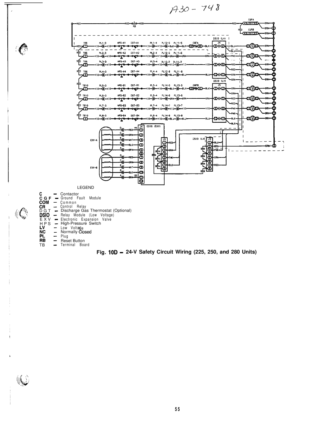 Carrier 040-420 specifications Fig. IOD 24-V Safety Circuit Wiring 225, 250, and 280 Units 