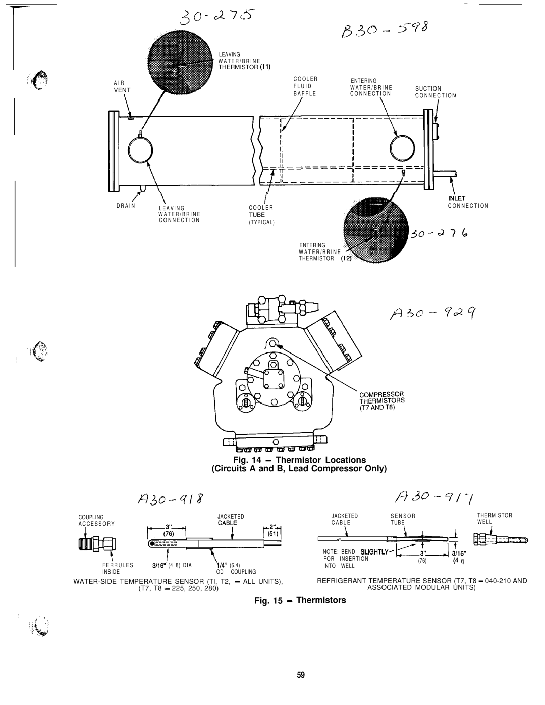 Carrier 040-420 specifications Suction, Refrigerant Temperature Sensor T7, T8 040-210, Associated Modular Units 