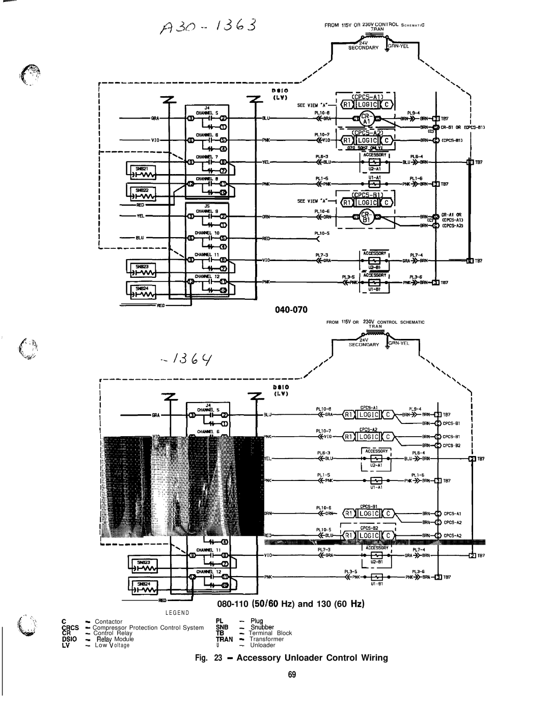 Carrier 040-420 specifications 080-110 SO/SO Hz and 130 60 Hz, Accessory Unloader Control Wiring 